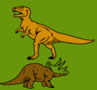 Dibujo Triceratops y tiranosaurios rex pintado por IZAN