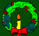 Dibujo Corona de navidad y una vela pintado por nicolas