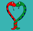 Dibujo Serpientes enamoradas pintado por vibora
