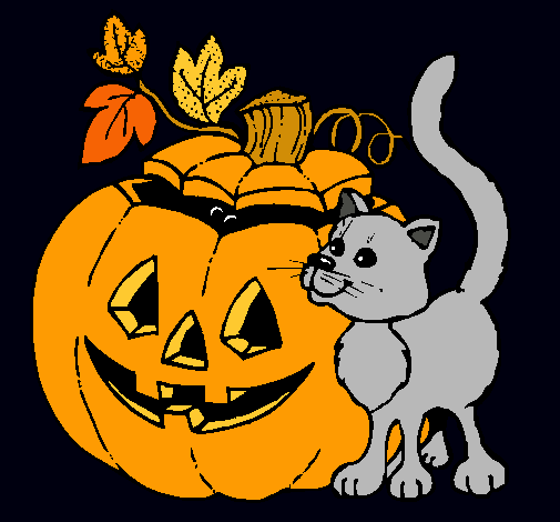 Calabaza y gato