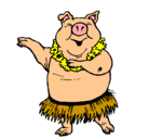 Dibujo Cerdo hawaiano pintado por vale
