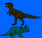 Dibujo Triceratops y tiranosaurios rex pintado por vicenten.