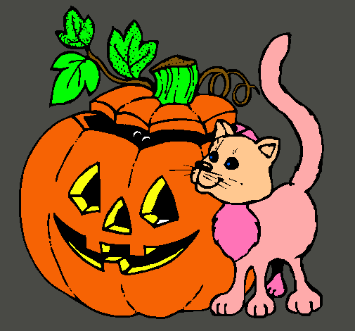 Calabaza y gato