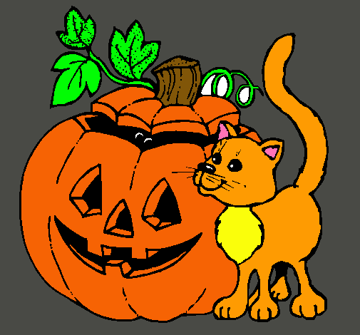 Calabaza y gato