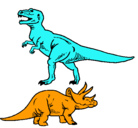 Dibujo Triceratops y tiranosaurios rex pintado por lucio