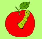 Dibujo Manzana con gusano pintado por dulce