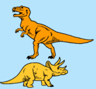 Dibujo Triceratops y tiranosaurios rex pintado por stefani