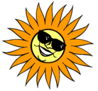 Dibujo Sol con gafas de sol pintado por valen