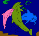 Dibujo Delfines jugando pintado por violeta