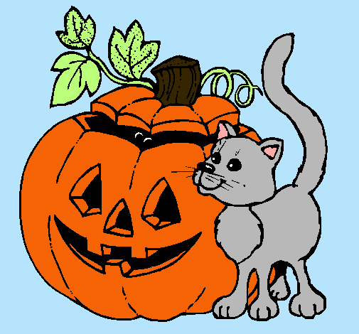 Calabaza y gato