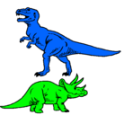 Dibujo Triceratops y tiranosaurios rex pintado por abimelec