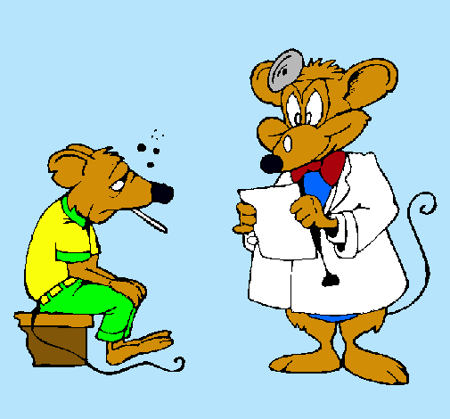 Doctor y paciente ratón