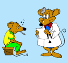 Dibujo Doctor y paciente ratón pintado por poli