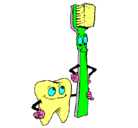 Dibujo Muela y cepillo de dientes pintado por wiliam