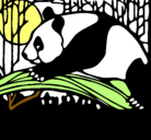 Dibujo Oso panda comiendo pintado por sameul
