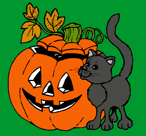 Calabaza y gato