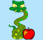 Dibujo Serpiente y manzana pintado por roberto