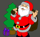 Dibujo Santa Claus y un árbol de navidad pintado por ivan