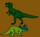 Dibujo Triceratops y tiranosaurios rex pintado por Robertoestrella