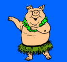 Dibujo Cerdo hawaiano pintado por johnny
