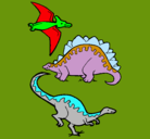 Dibujo Tres clases de dinosaurios pintado por 02rau