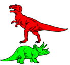 Dibujo Triceratops y tiranosaurios rex pintado por enrique