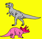 Dibujo Triceratops y tiranosaurios rex pintado por malena