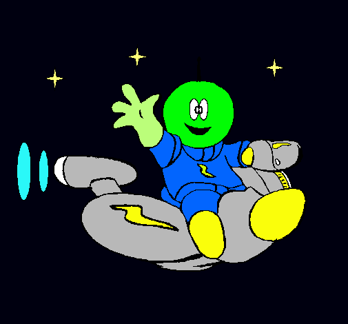 Marcianito en moto espacial