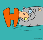 Dibujo Hipopótamo pintado por akira