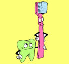 Dibujo Muela y cepillo de dientes pintado por raquel