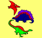 Dibujo Tres clases de dinosaurios pintado por tiago
