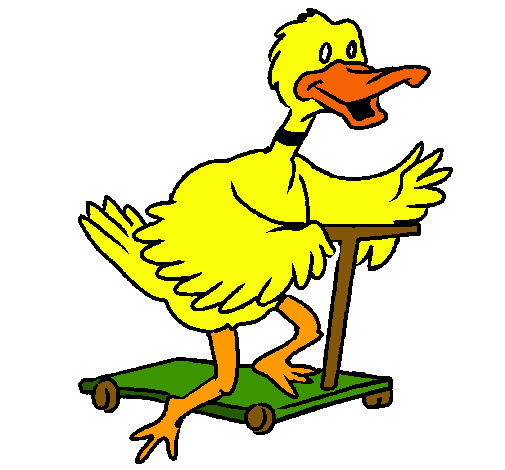 Pato en patinete