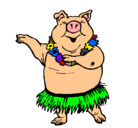 Dibujo Cerdo hawaiano pintado por SANTY