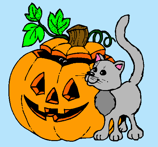 Calabaza y gato