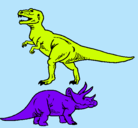 Dibujo Triceratops y tiranosaurios rex pintado por JORGERH