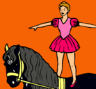 Dibujo Trapecista encima de caballo pintado por pili
