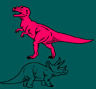 Dibujo Triceratops y tiranosaurios rex pintado por camilo2629