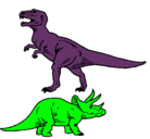 Dibujo Triceratops y tiranosaurios rex pintado por marioalberto