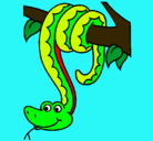 Dibujo Serpiente colgada de un árbol pintado por vibora