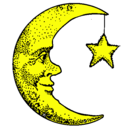 Dibujo Luna y estrella pintado por jhghjgfyhfghg