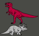 Dibujo Triceratops y tiranosaurios rex pintado por robocon