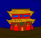 Dibujo Templo japonés pintado por Piolin.
