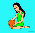 Dibujo Mujer y jarrón pintado por kathiu
