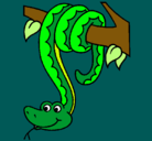 Dibujo Serpiente colgada de un árbol pintado por Eugenia
