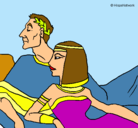 Dibujo César y Cleopatra pintado por DELIA