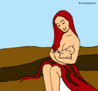 Dibujo Madre con su bebe pintado por encarni