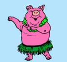 Dibujo Cerdo hawaiano pintado por lupita