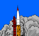 Dibujo Lanzamiento cohete pintado por alex