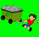 Dibujo Niño reciclando pintado por valentiab.