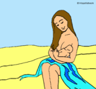 Dibujo Madre con su bebe pintado por mishel